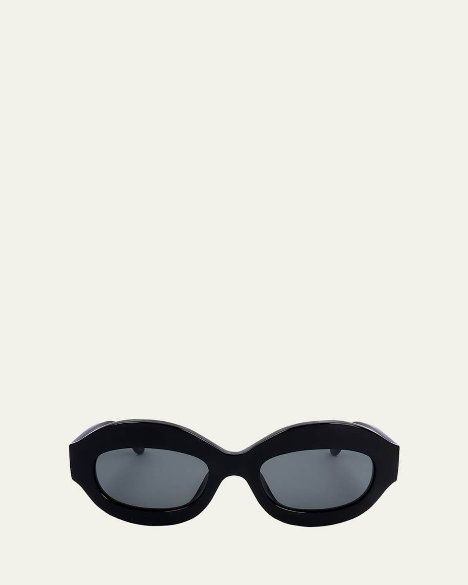Logo Acetate Oval Sunglasses